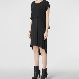 NWT All Saints "Chale" Dress - Black Silk + Jersey